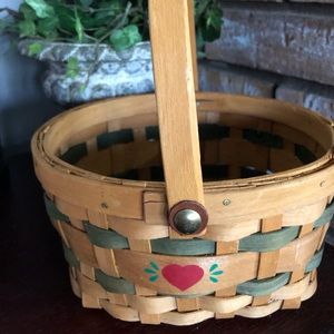 Small Wooden Bamboo Basket “Hearts”
